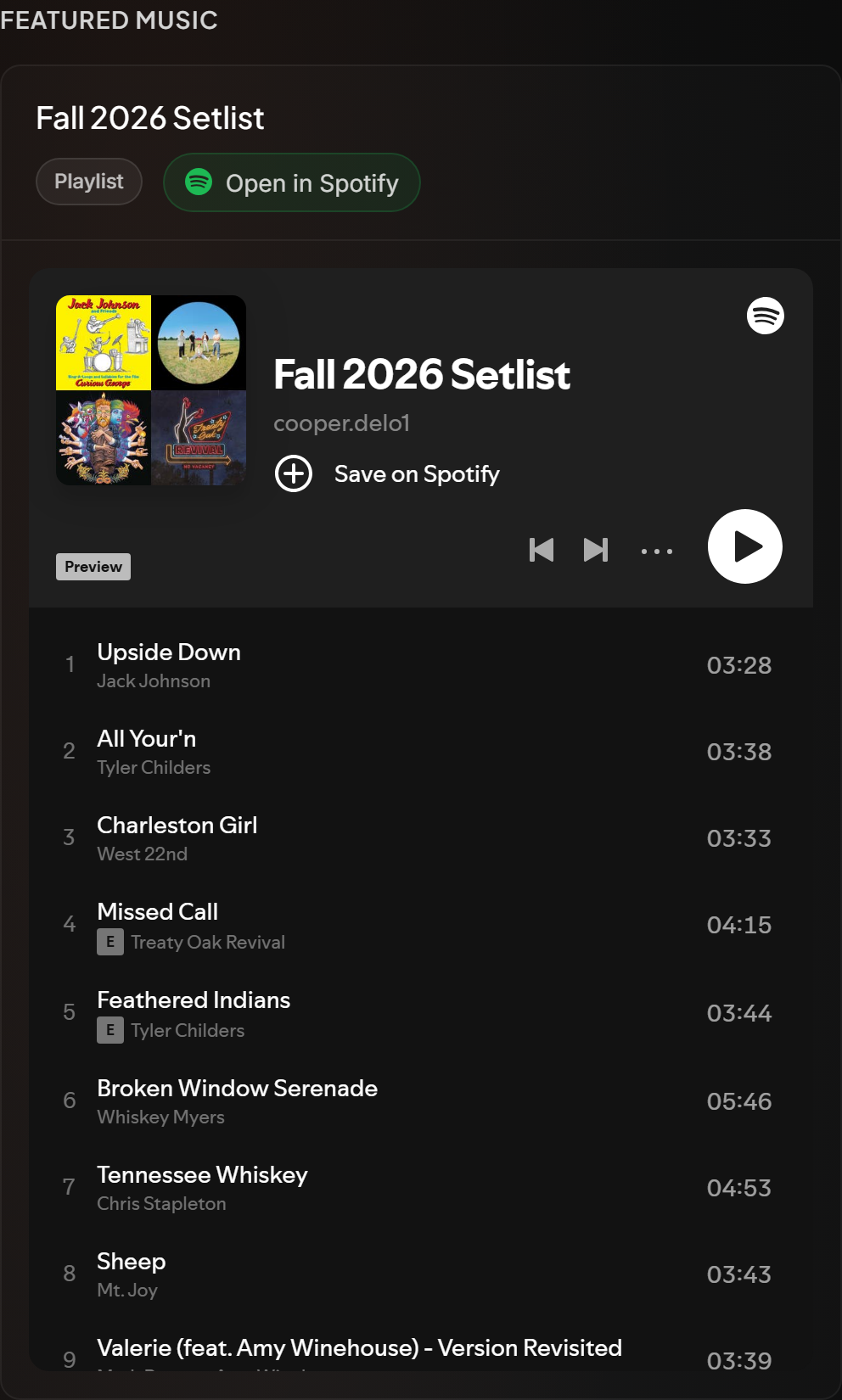 Spotify Setlist Import